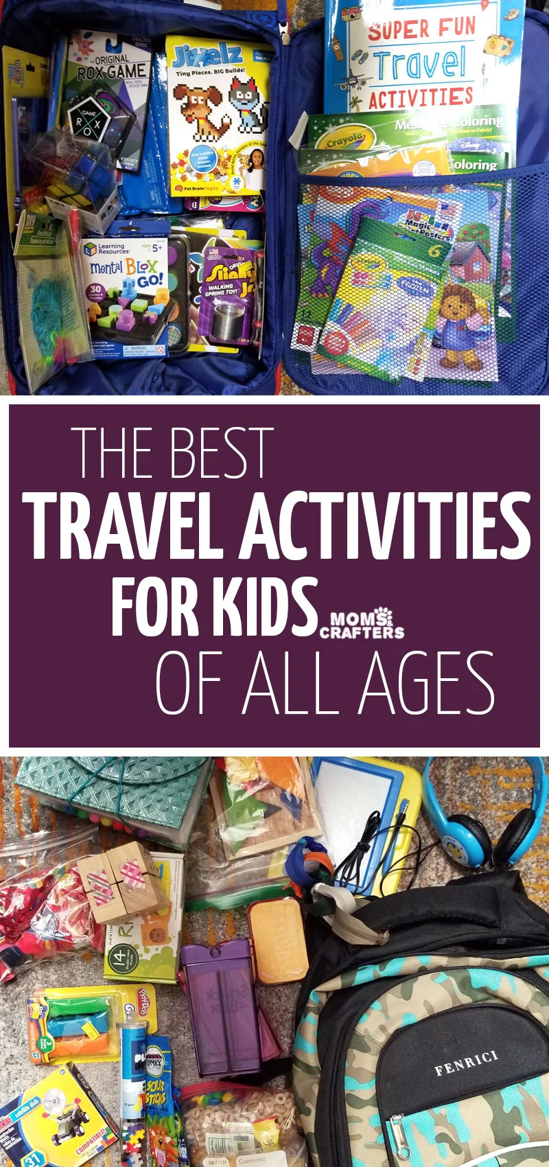 CLick for the ultimate list of airplane activities for kids of all ages! These cool travel activities for preschoolers and grade school age kids include fun ideas for long flights, cool travel toys and crafts, and more!