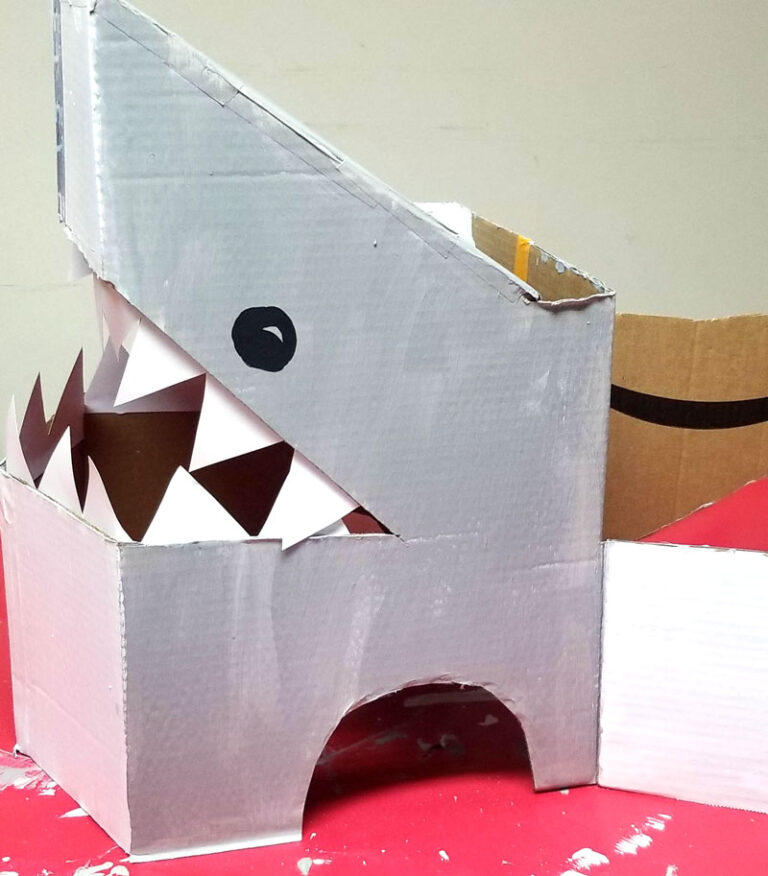 DIY Shark Costume Upcycled Cardboard Box NoSew Costume