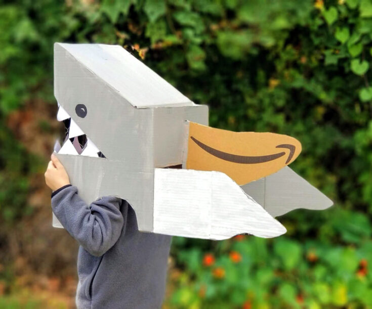 DIY Shark Costume Upcycled Cardboard Box NoSew Costume