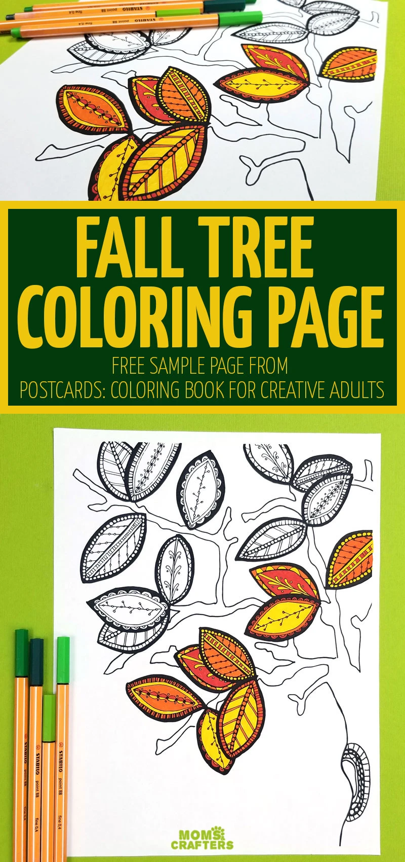 Click for a free printable fall adult coloring page - perfect for grown-ups and big kids!