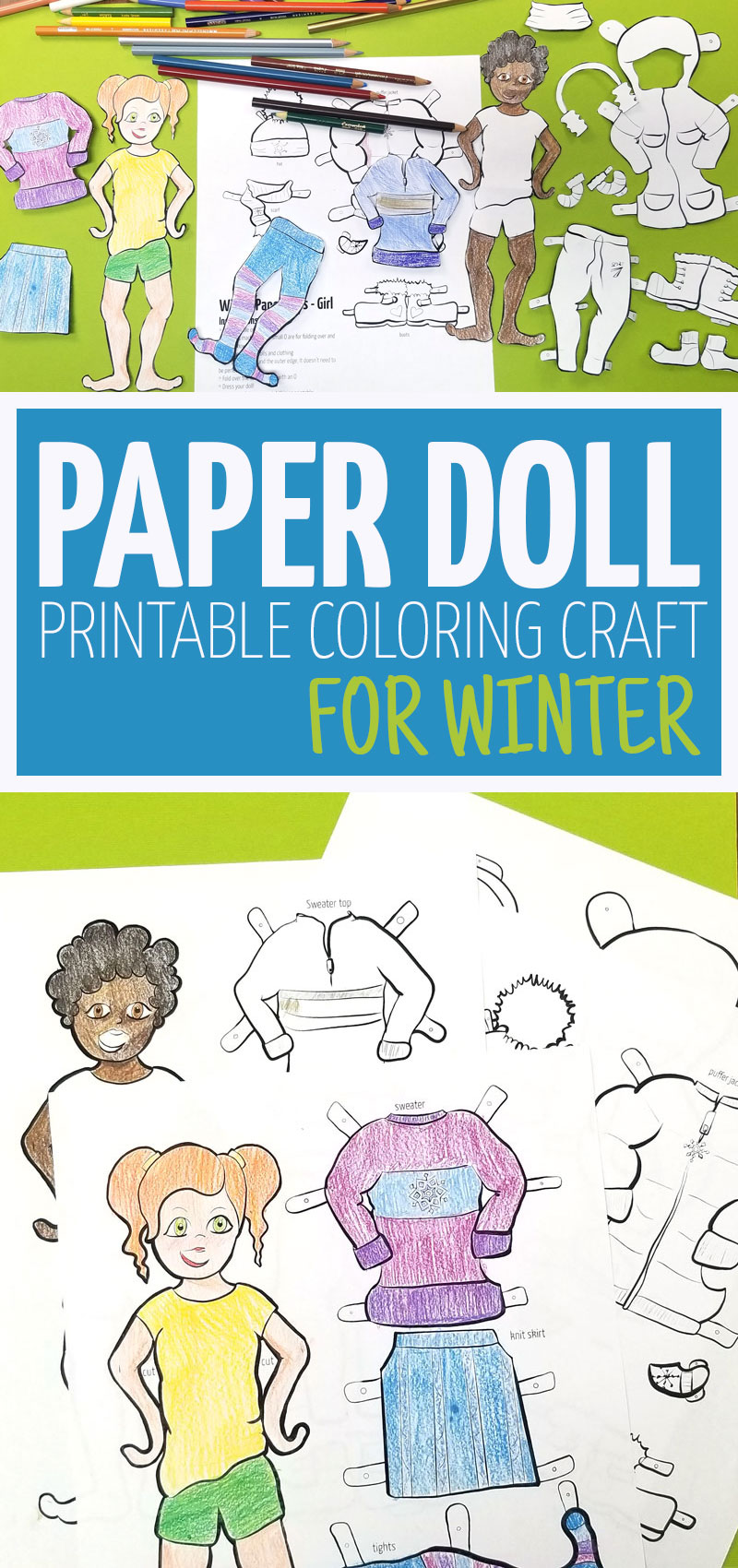 Click to get your printable winter dress up dolls for boys and girls! These cool paper dolls are perfect for teaching kids about appropriate winter clothing and outerwear.