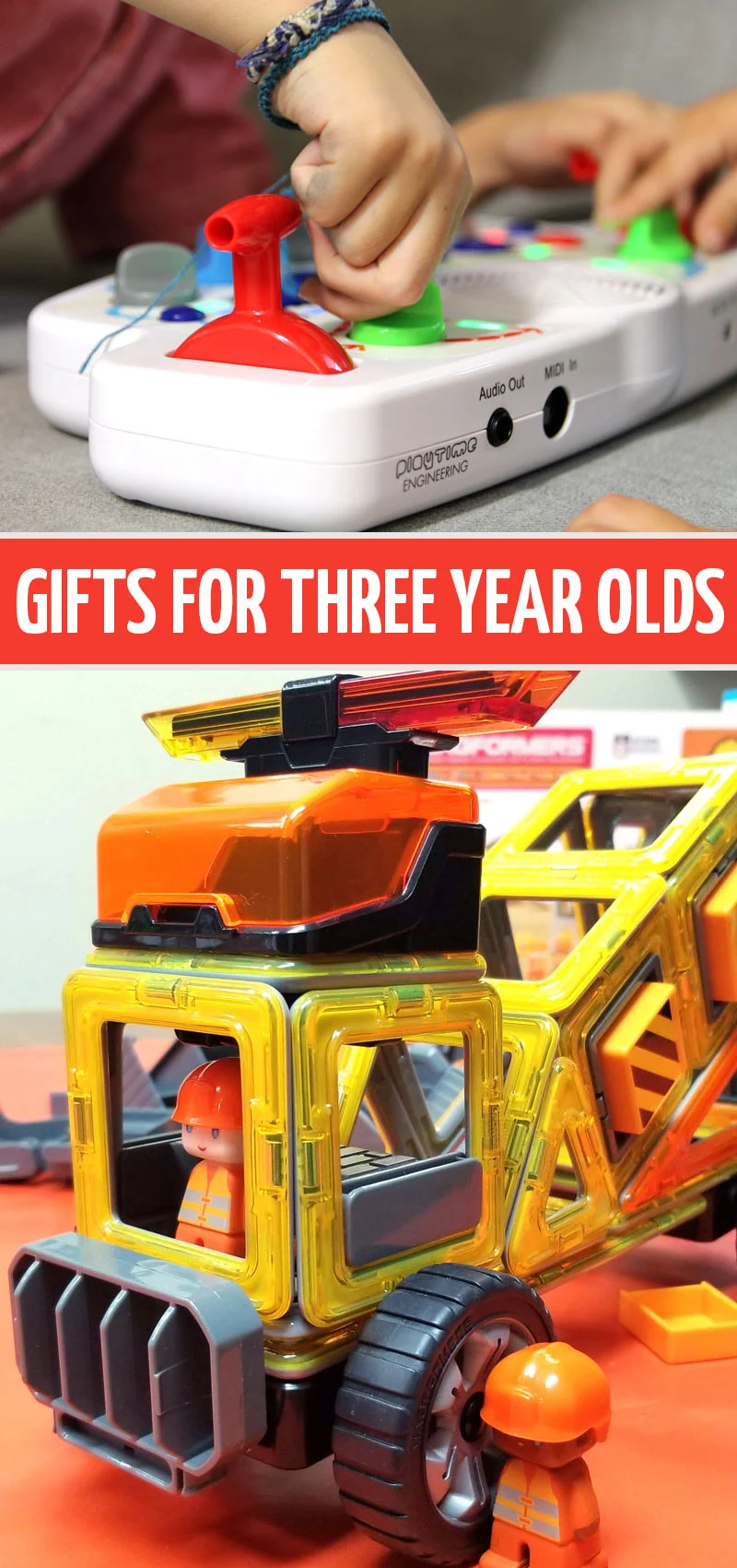 These are our favorite gifts for three year olds! These fun toys and games are perfect for birthday gifts for 3 year old boys or holiday gifts for older toddler boy sand girls!