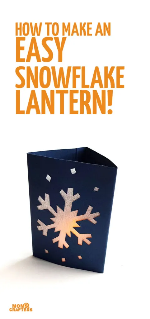 Click to make your own DIY snowflake lanterns - fun Christmas and winter lanterns or luminaires made out of cardstock paper.