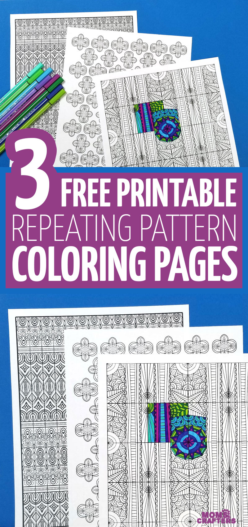 Click to download 3 free printable pattern coloring pages for adults and big kids - perfect for making coloring page crafts! This is a fun craft idea for teens and tweens on a budget, or for grown-ups. 