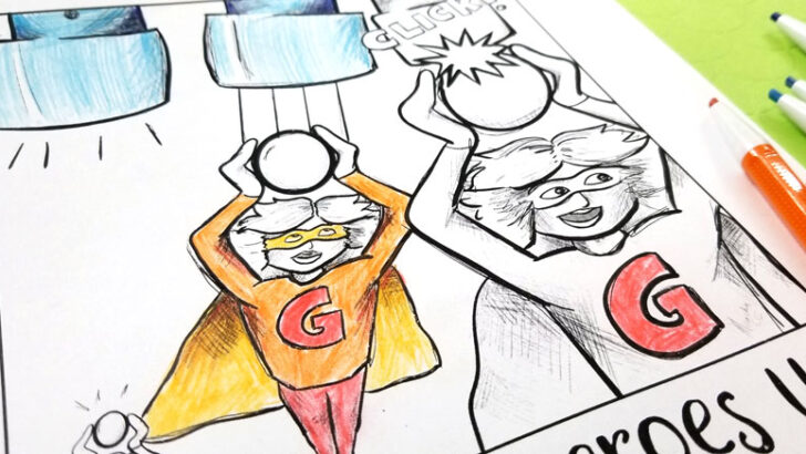 Science Coloring Page Poster for Kids – Magnetism and Gravity