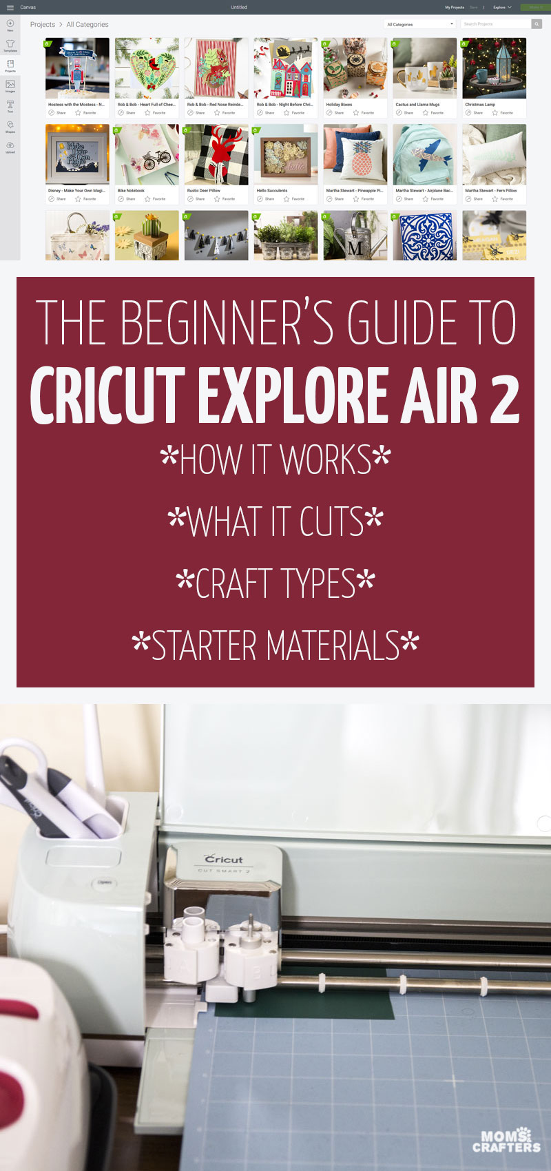 Click if you're thinking about buying a Cricut and need to know everything! This Cricut Explore Air 2 review and overview will teach you how it works, what it is, what you can cut with the cricut machine, what types of crafts you can make with it, and which materials and tools you need to begin with. It's the ultimate guide to Cricut for beginners!