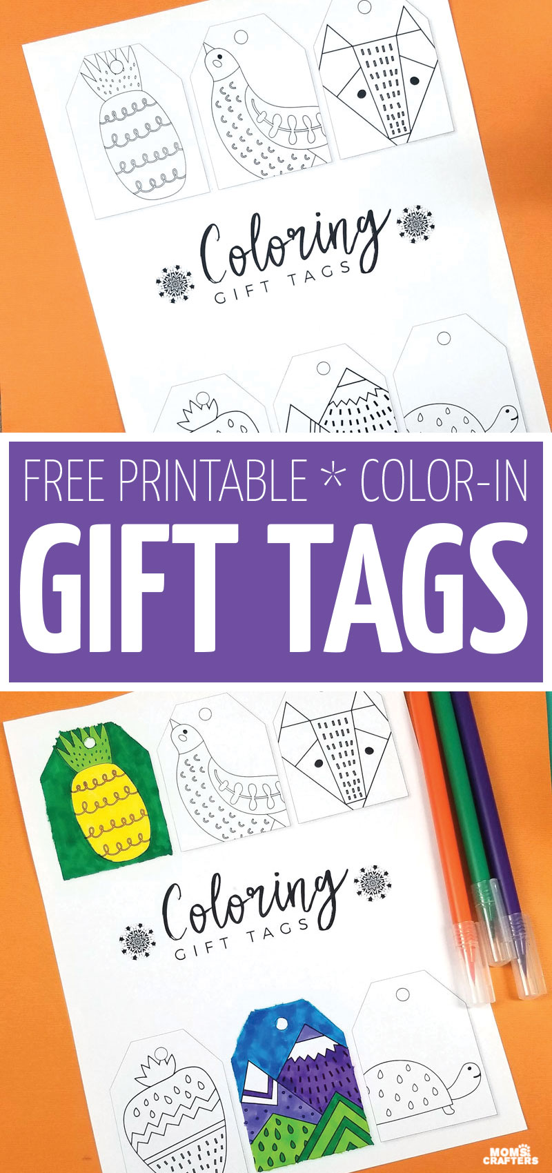 color your own gift tags with these free printable gift tags - perfect for Christmas, Hanukkah, or any time of year! These cool coloring pages for kids and adults are the perfect addition to any gift. 