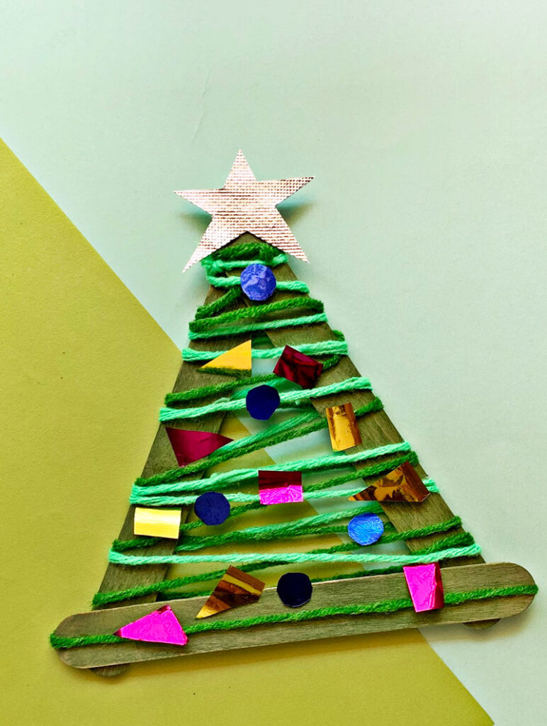Craft Stick Christmas Tree Ornament * Moms and Crafters