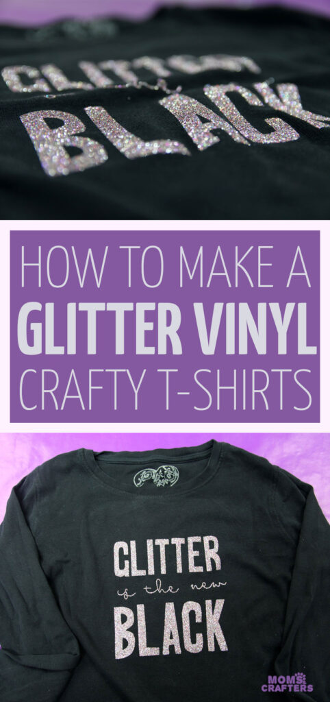 How to make a tshirt with cricut machins using glitter iron on vinyl. This easy DIY t-shirt for teens and tweens looks beautiful with glitter vinyl, and is perfect for crafters. It doesn't even need a free SVG for you to use it - just share my mat!