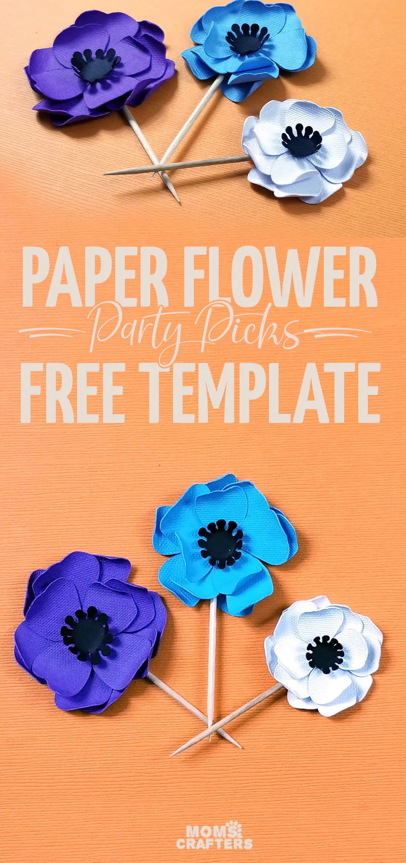 Click to download the FREE svg template to make these beautiful paper flower cupcake topper party picks using a Cricut Explore Air 2! It's my favorite Spring craft idea and a perfect card stock or paper Cricut craft for beginners