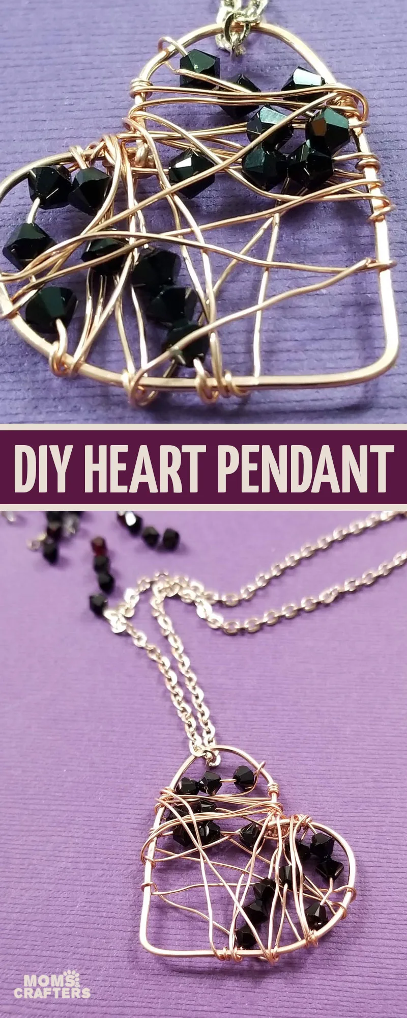 Click to make a DIY heart pendant and some wire wrapped hearts. This easy jewelry making and wire wrapping tutorial for beginners is fun for teens and a fun valentine's day craft for teens. IT's a great DIY gift for girlfriends or wife.