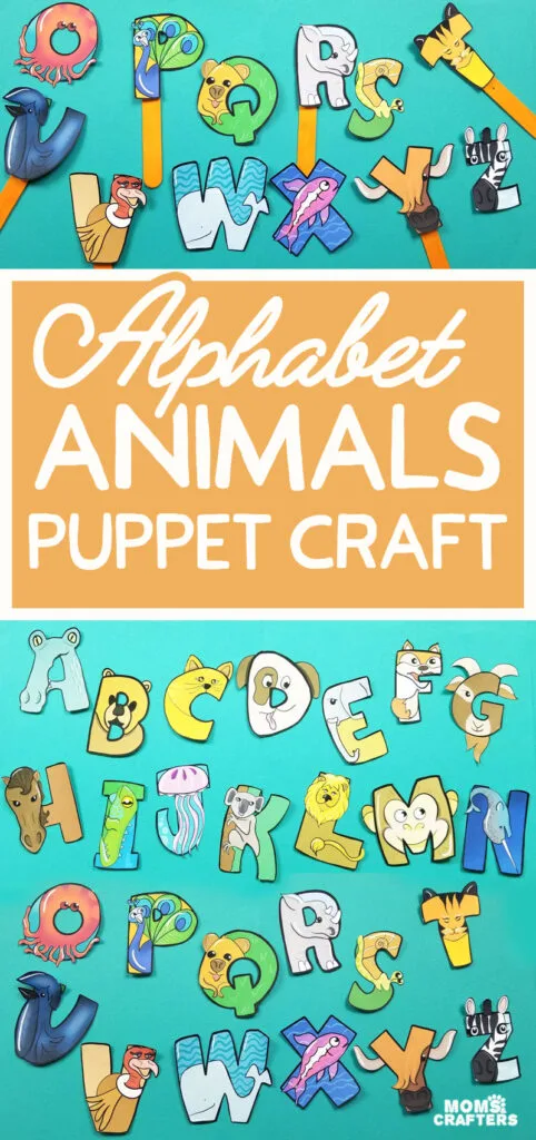 Print and craft this adorable printable paepr toy for kids! These alphabet puppets are a cute DIY educational toy and include Cricut print then cut PNG images (not SVG files)