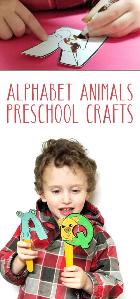 An adorable alphabet animals craft for kids! This preschool paper craft printable feautres print then cut Cricut animals, or use it without a cutting machine