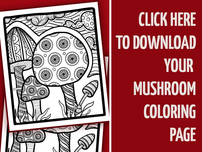 Click to download the mushroom coloring page!