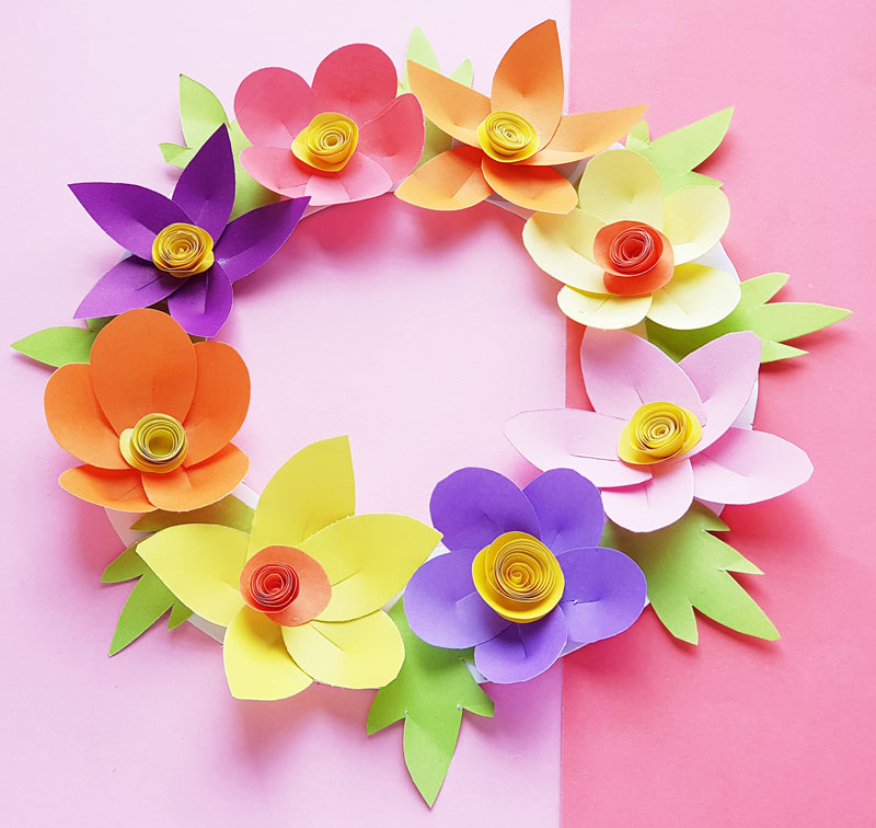 Paper Flower Wreath Craft - Our Kid Things