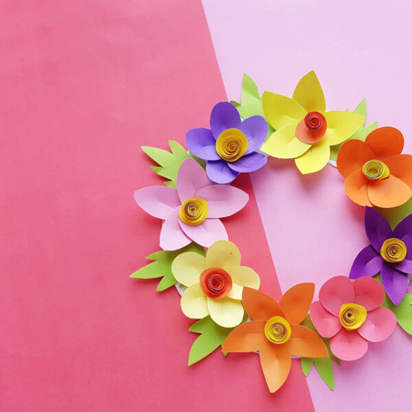 Paper Wreath Craft for Kids Made from Gorgeous Paper Flowers!
