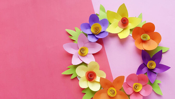 Paper Wreath Craft for Kids Made from Gorgeous Paper Flowers!