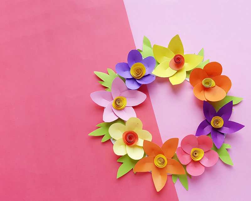 Paper Wreath Craft for Kids Made from Gorgeous Paper Flowers!