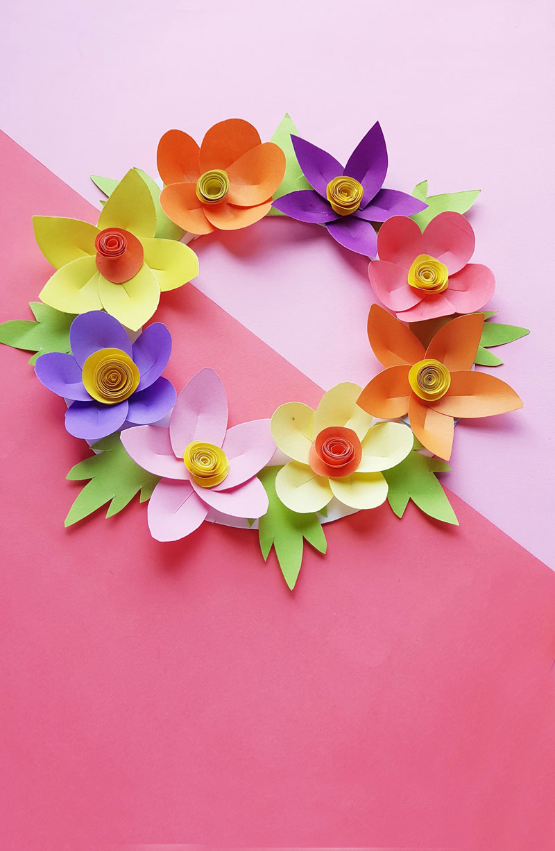 Paper Flower Wreath Craft - Our Kid Things