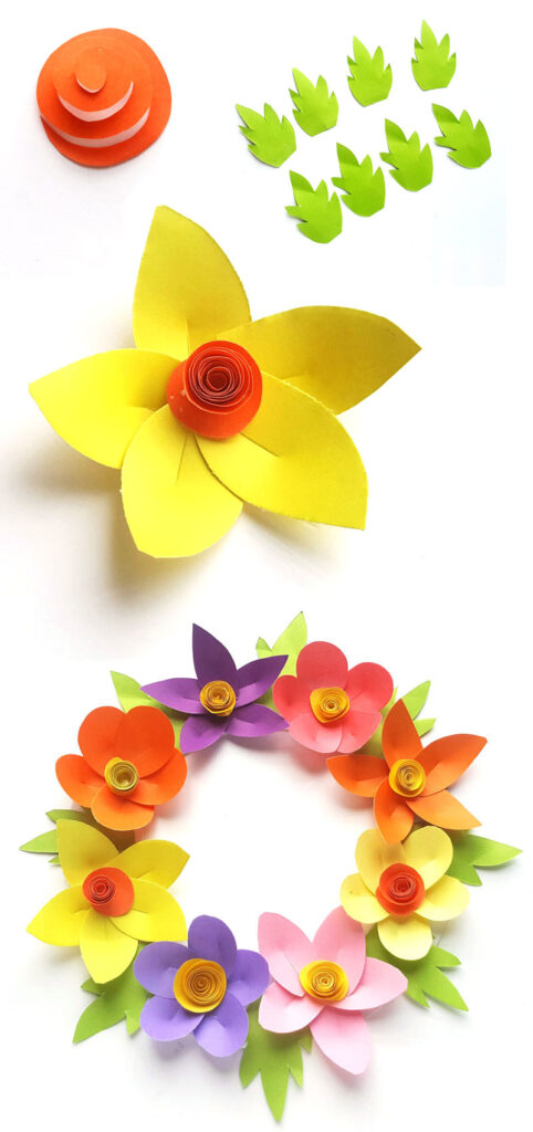 Paper Flower Wreath Craft - Our Kid Things