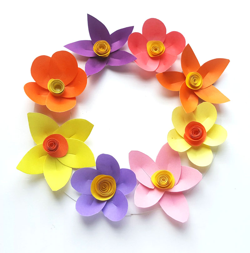 Paper Flower Wreath Craft - Our Kid Things