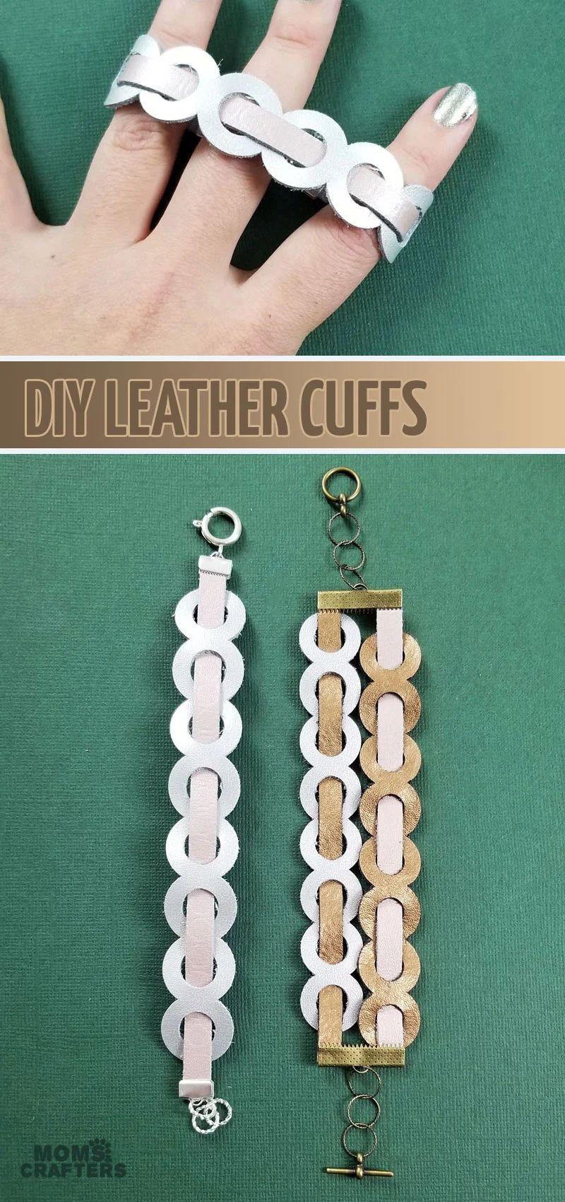 Make DIY leather cuffs with a free template! Use the free SVG or PDF AND learn how to make woven leather cuffs using Cricut - a fun cricut maker project for beginners and a sweet leather jewelry craft.