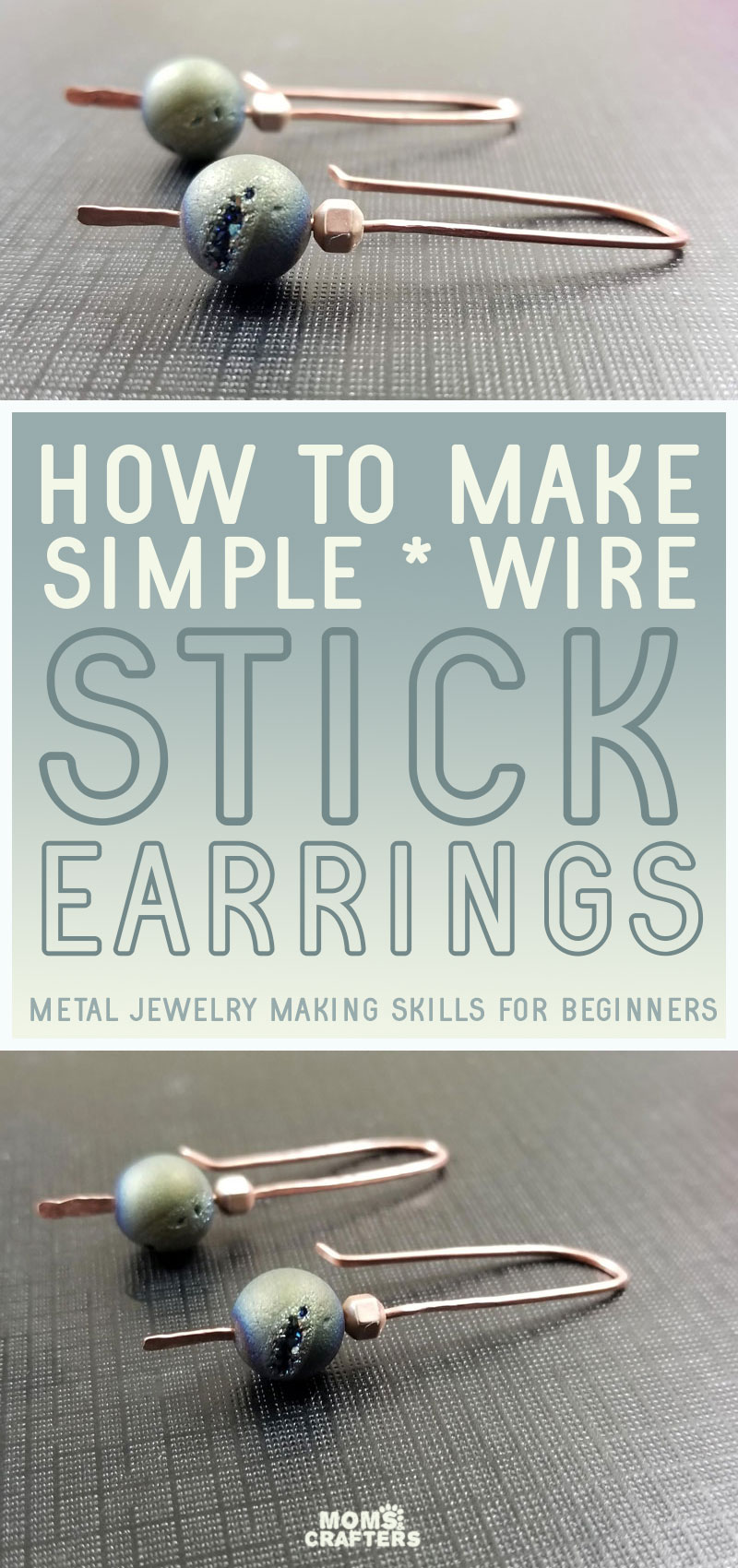 Learn how to make simple diy metal earrings - easy stick earrings for beginners