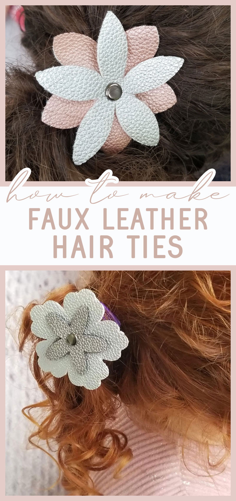 DIY Flower Hair Accessories Faux Leather Cricut Hair Ties