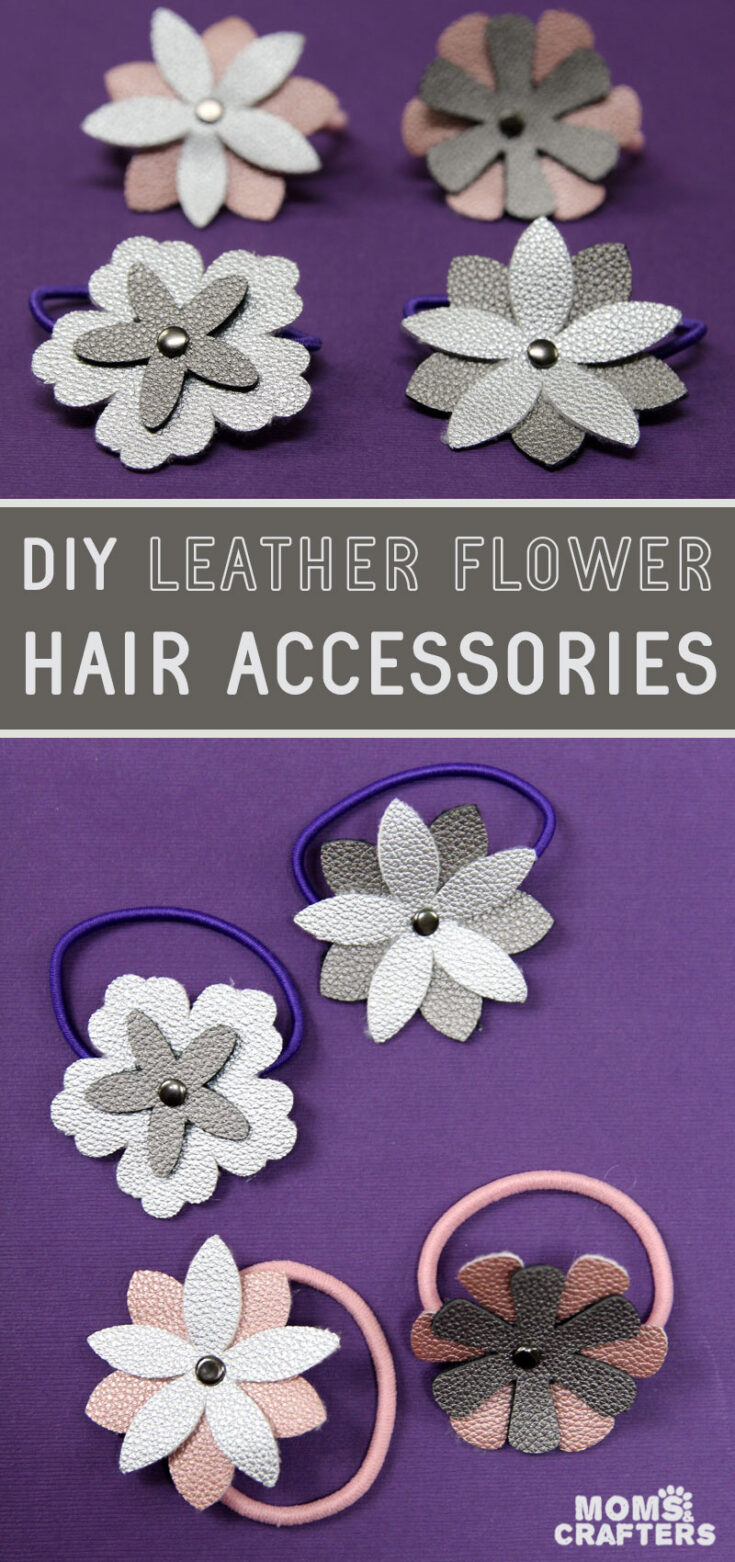 DIY Flower Hair Accessories Faux Leather Cricut Hair Ties