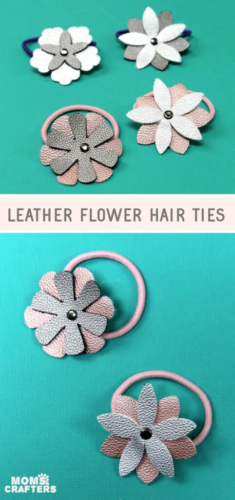 DIY Flower Hair Accessories - Faux Leather Cricut Hair Ties