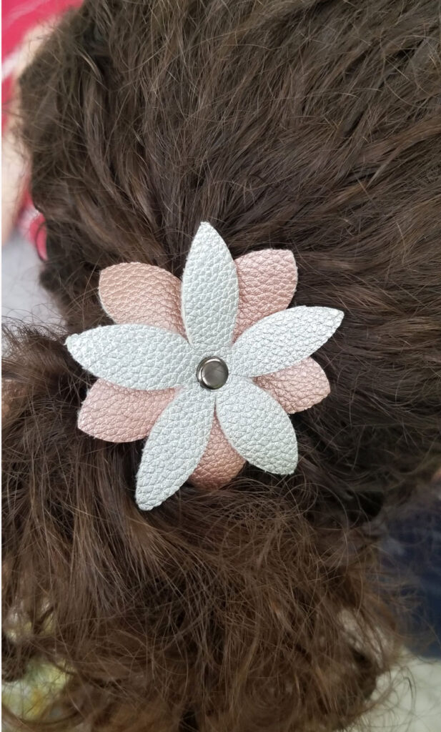 Women's Accessory Floral Flower Hair Tie Faux Leather 