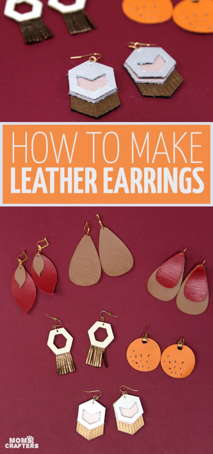 DIY leather earrings flatlay
