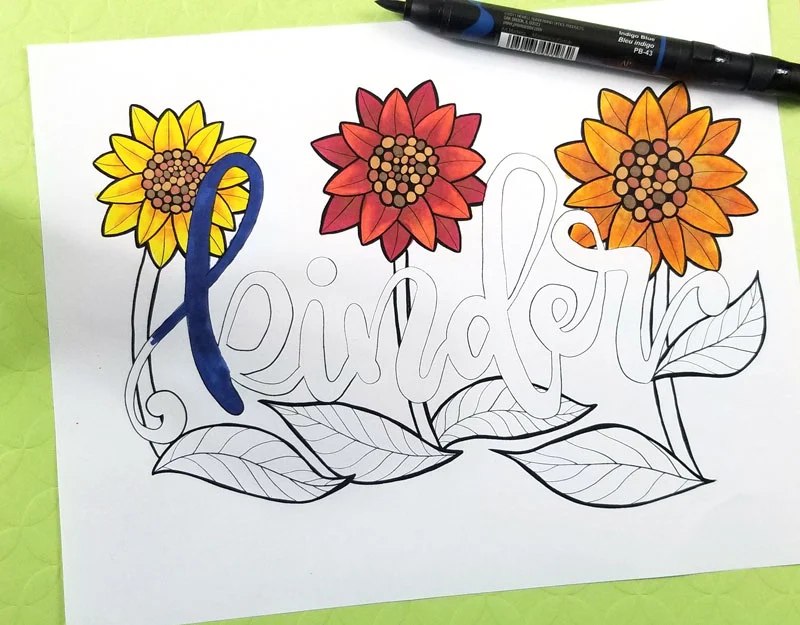 coloring text on motivational coloring pages