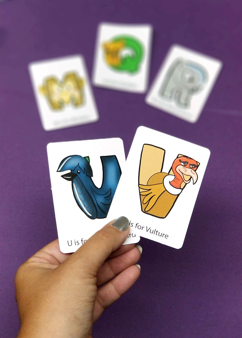 alphabet card game printable alphabet animals moms and crafters