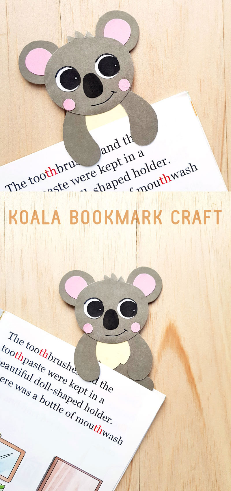 Koala craft - hug bookmarks