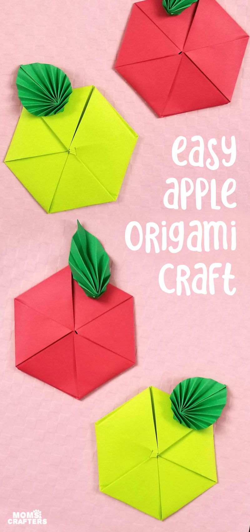 Origami Apple - Beginner Origami * Moms and Crafters