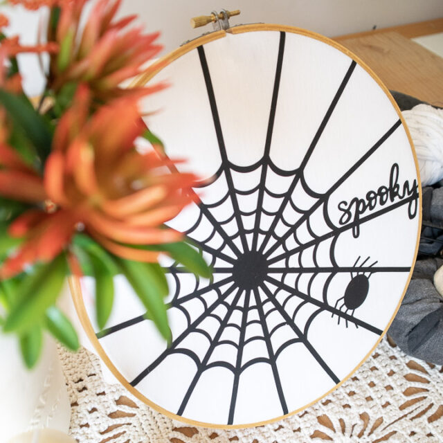 Cricut Halloween Decor Spider Web Hoop Art free SVG