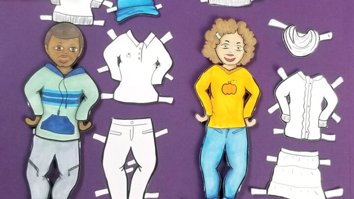 Fall Paper Dolls – Printable Coloring Craft