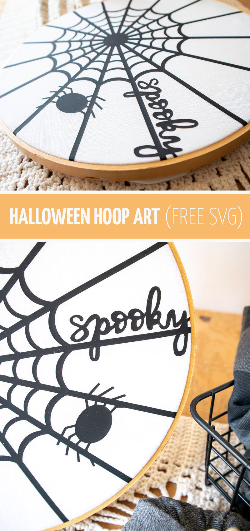Halloween cricut craft - hoop art - free svg