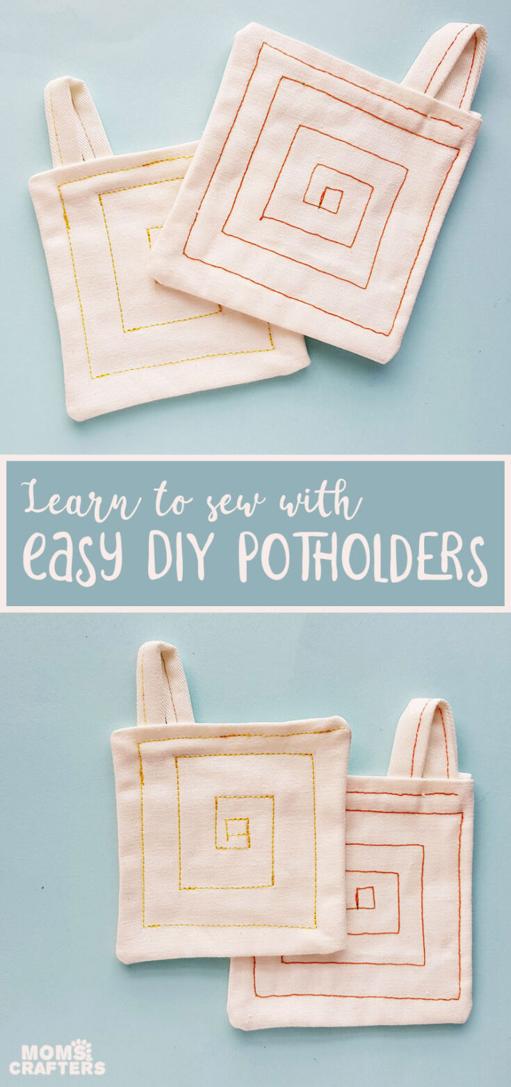 How to Sew a Potholder beginner sewing tutorial * Moms and Crafters