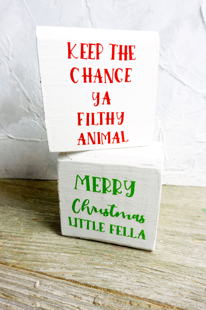 Christmas Decorative Blocks- mantle decorating ideas with home alone decor