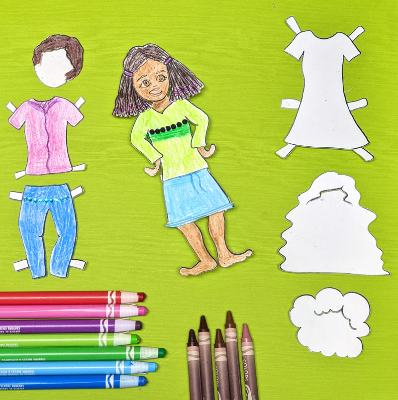 Wednesday Paper Doll Coloring Sheet