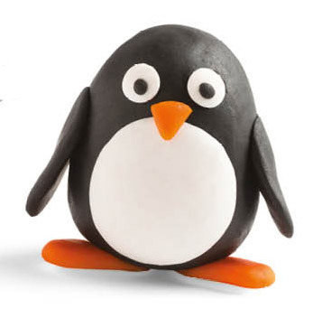 this friendly penguin was made from modeling clay