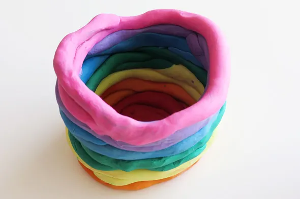 things to make with clay include rainbow snake pinch pots