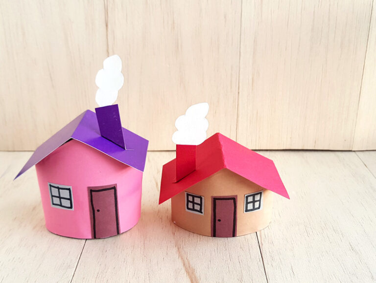 Toilet Paper Roll Houses Easy Craft with a Free Template