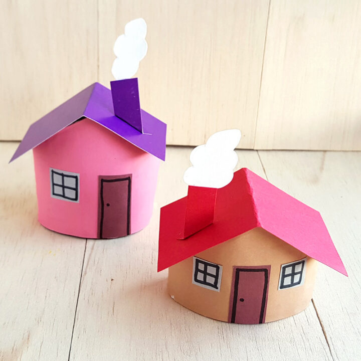 Toilet Paper Roll Houses Easy Craft with a Free Template