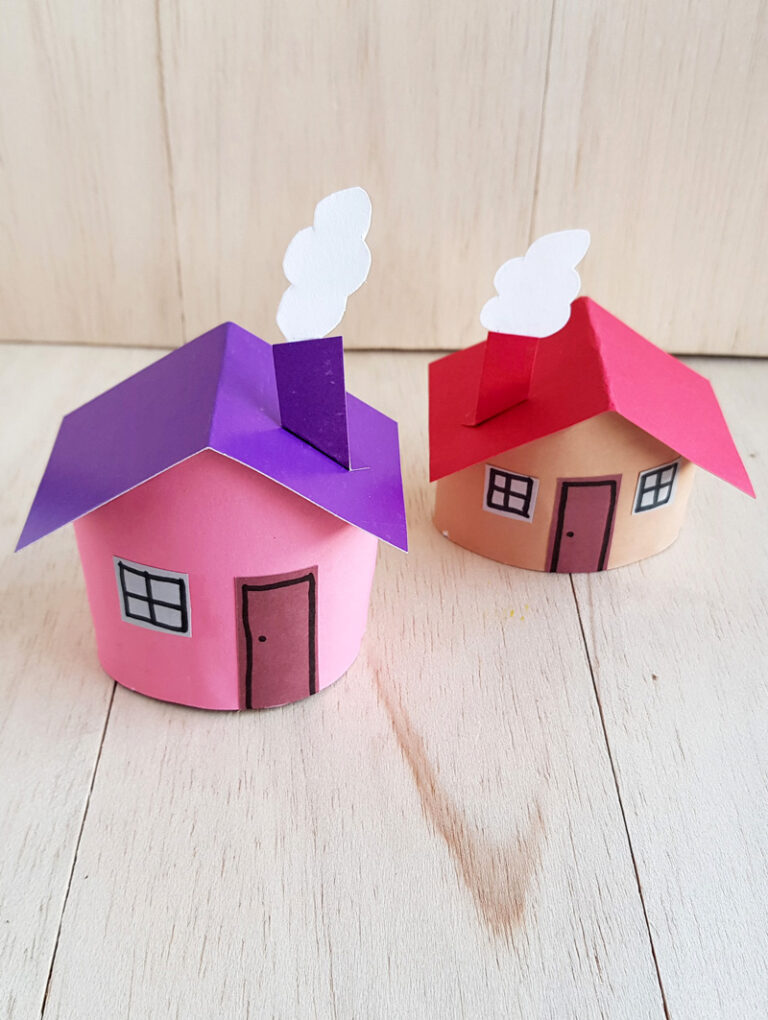 Toilet Paper Roll Houses Easy Craft with a Free Template