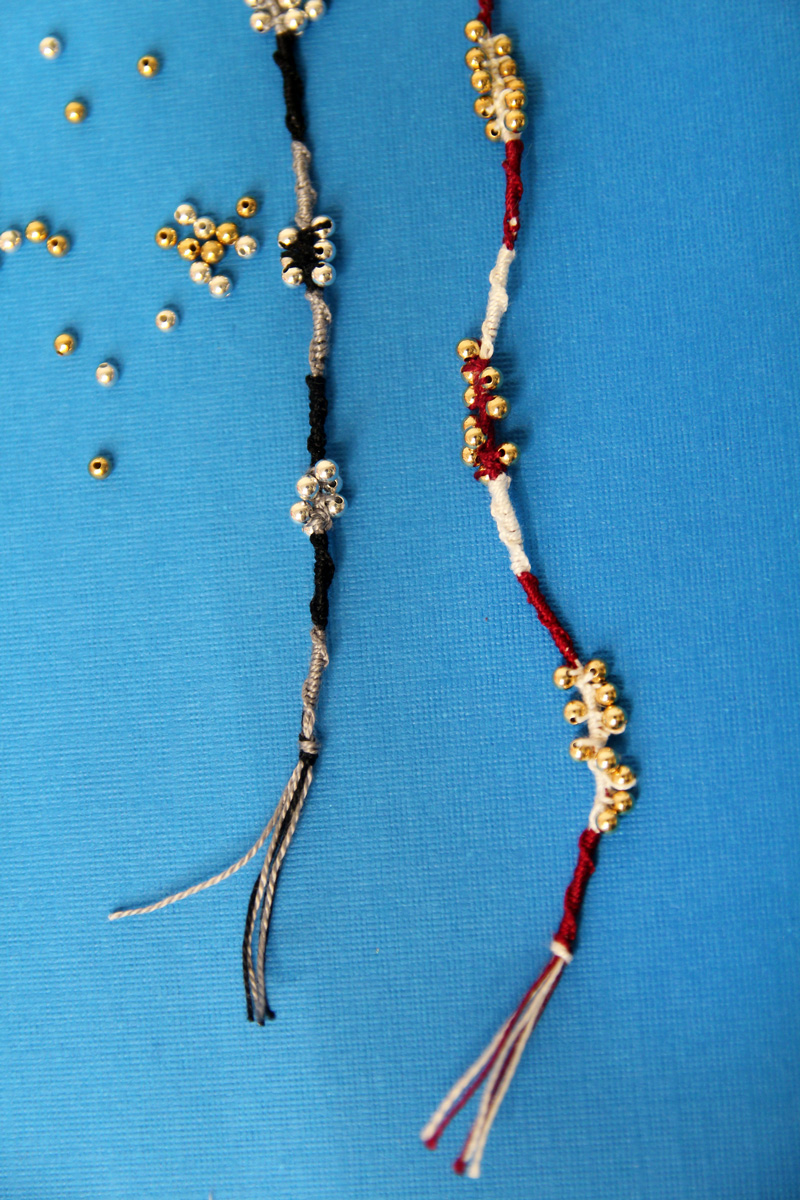 A vertical flatlay of the easy beaded friendship bracelets