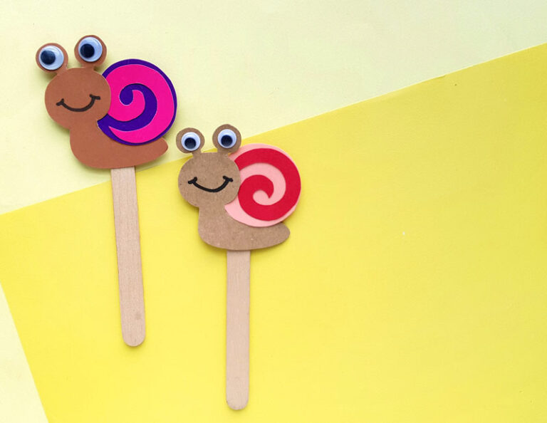 Paper Snail Puppet Craft – Free Template