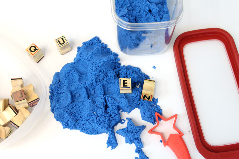 Construction Sensory Bin with DIY Kinetic Sand